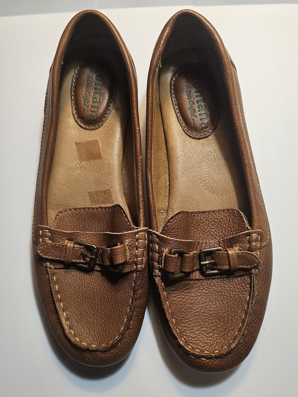 Montana Women’s Tan Leather Buckle Loafers
